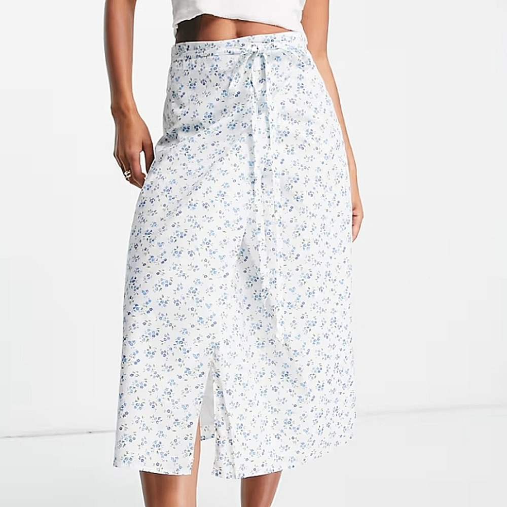 ASOS Fashion Union Floral Midi Wrap Skirt (Womens US 8)